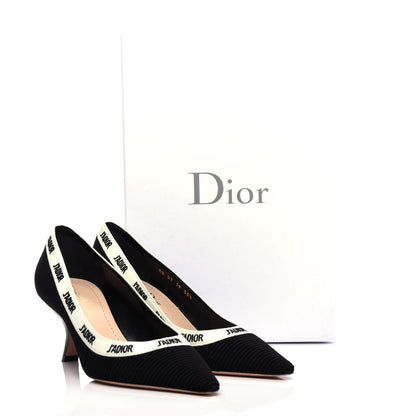 Christian Dior Technical Canvas Ribbon Embroidered J'Adior 65mm Pumps 36.5 Black 11 of 11