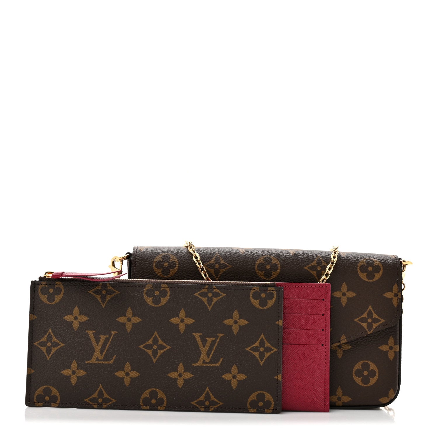 Louis Vuitton Monogram Pochette Felicie Chain Wallet Fuchsia 3 of 13