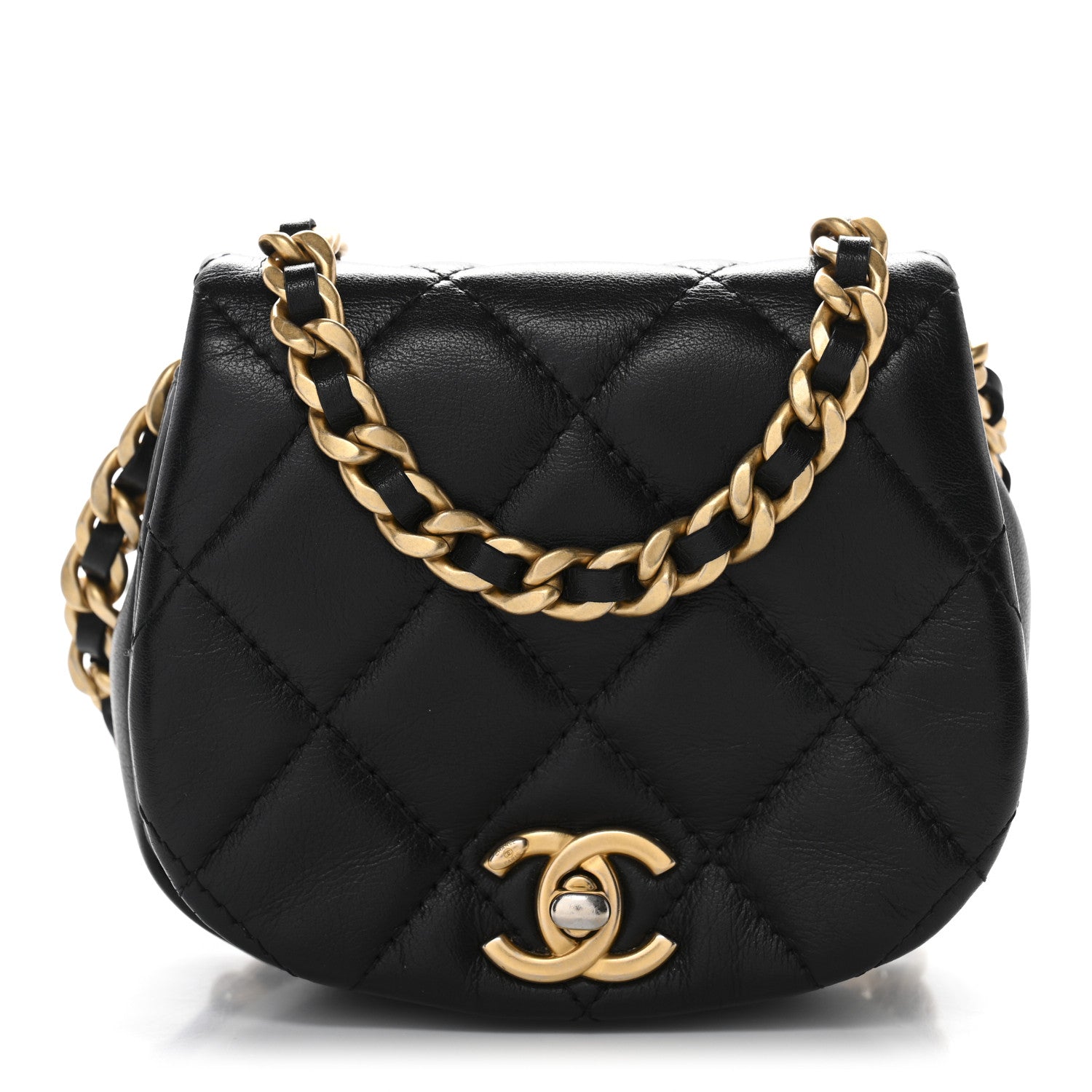 Chanel Calfskin Quilted Mini Coco Mail Clutch With Chain Black 1 of 12