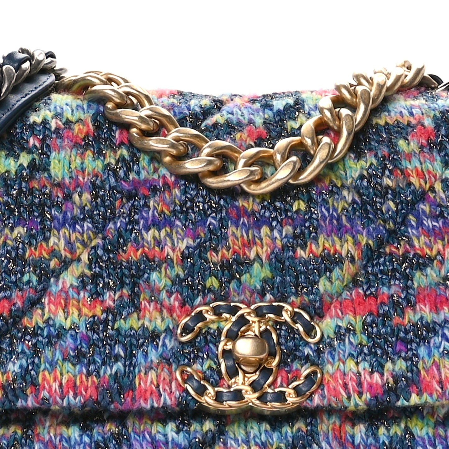 Tweed Quilted Medium Chanel 19 Flap Dark Multicolor