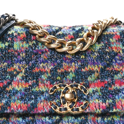 Chanel Tweed Quilted Medium Chanel 19 Flap Dark Multicolor 8 of 11