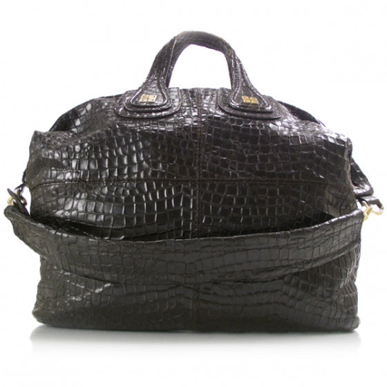 Givenchy Calfskin Crocodile Embossed Nightingale Dark Brown 1 of 10