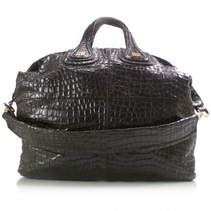 Givenchy Calfskin Crocodile Embossed Nightingale Dark Brown 1 of 10