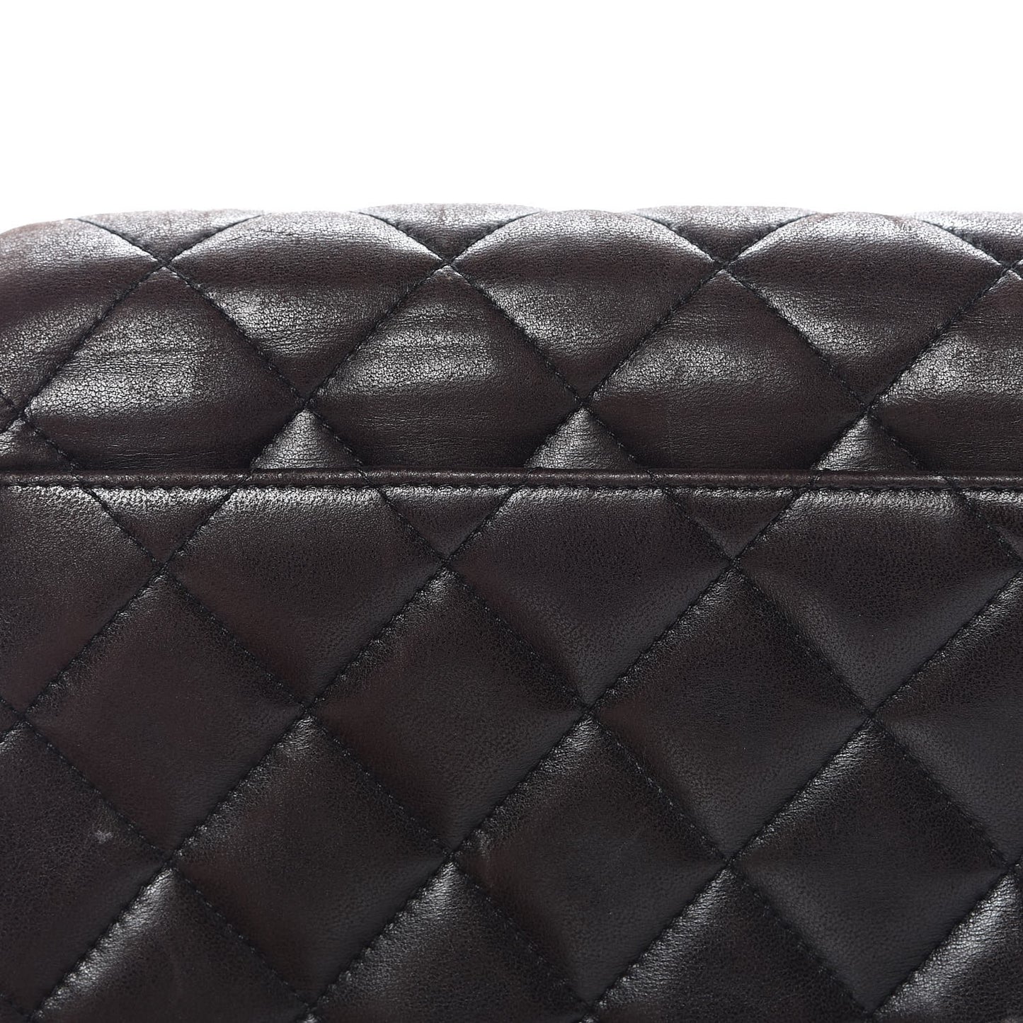 Lambskin Quilted Flap Shoulder Bag Dark Brown
