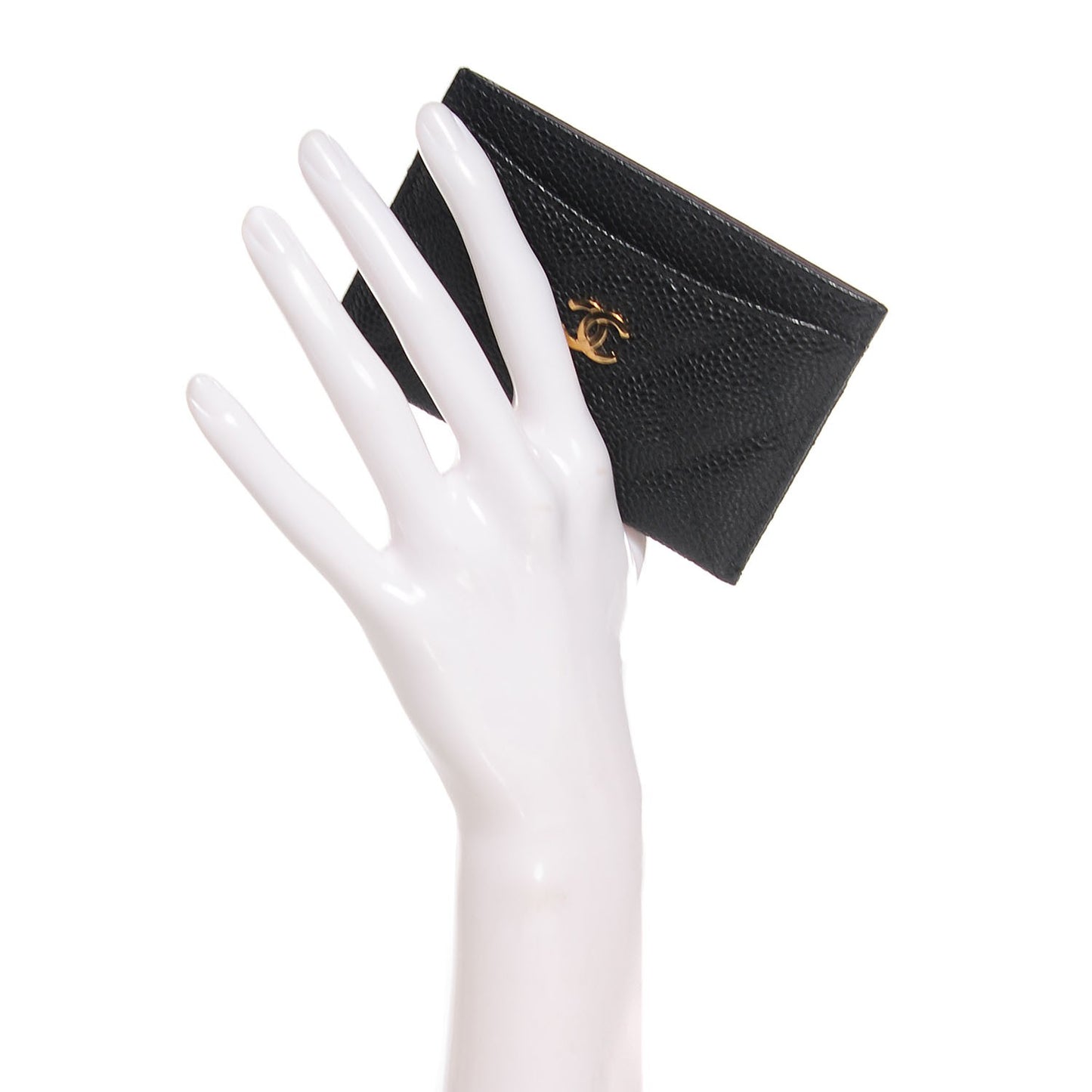 Caviar Quilted Card Holder Black
