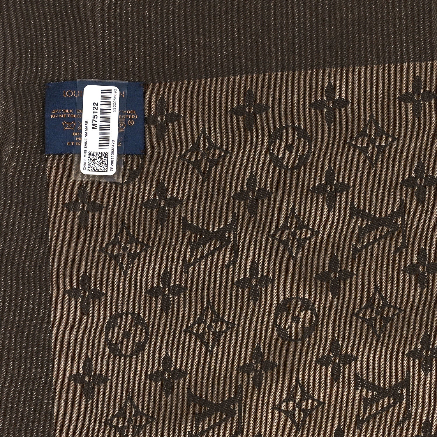 Louis Vuitton Silk Lurex Wool Monogram Shine Shawl Marron 3 of 3