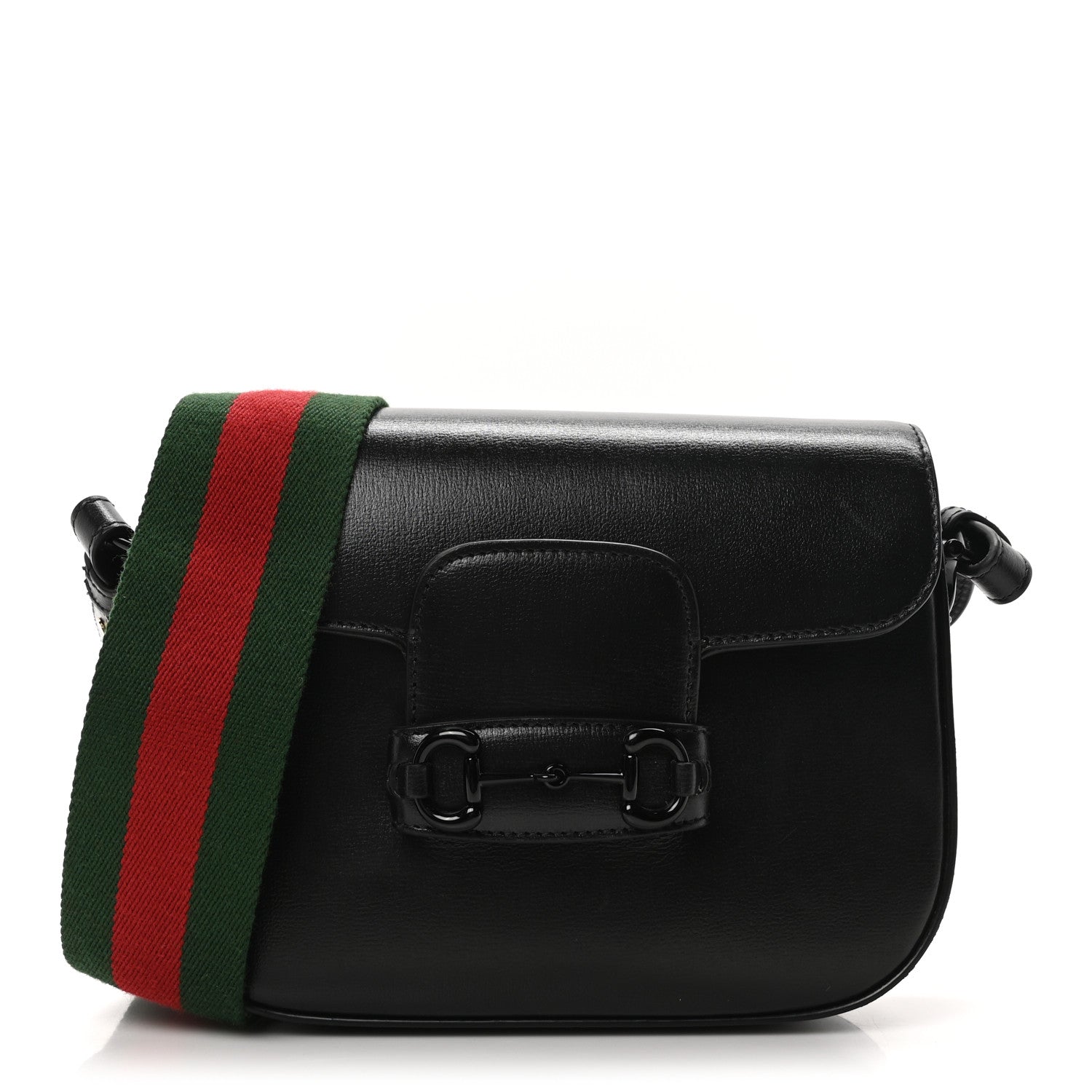 Gucci Azalea Calfskin Web Monochrome Small Horsebit 1955 Shoulder Bag Black 1 of 10