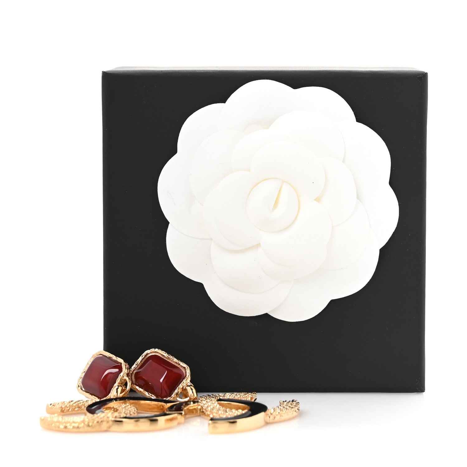 Chanel Metal Gripoix Enamel CC Drop Earring  Gold Black Red 5 of 5