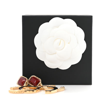 Chanel Metal Gripoix Enamel CC Drop Earring  Gold Black Red 5 of 5
