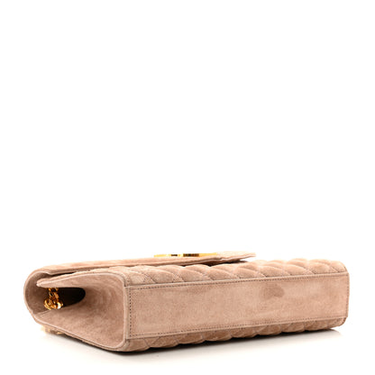 Saint Laurent Suede Mixed Matelasse Triquilt Medium Monogram Envelope Satchel Rosy Sand 4 of 9