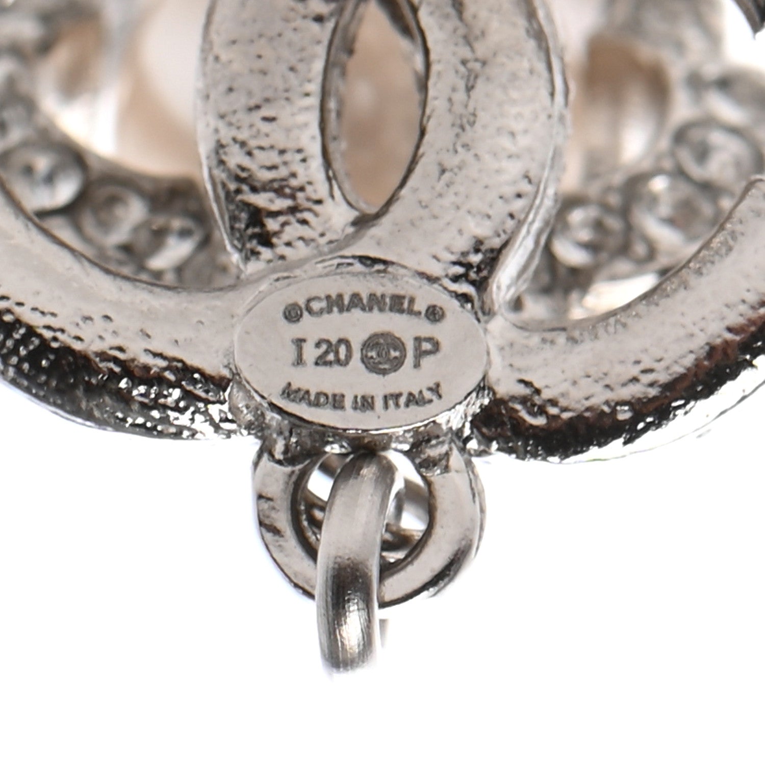 Chanel Crystal Pearl Camellia CC Coco Flapper Drop Earrings Silver 4 of 4