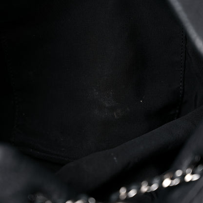 Chanel Deerskin Chevron Large CC Chain Bucket Drawstring Bag Black 12 of 17