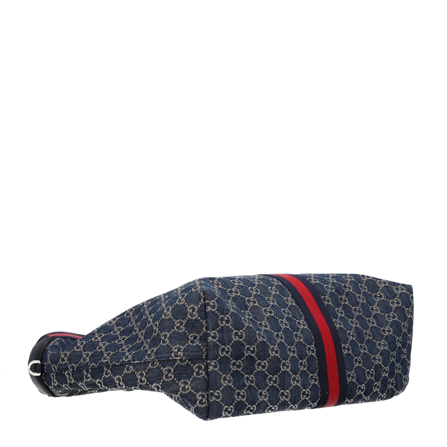 Denim GG Monogram Web Large Giglio Tote Blue