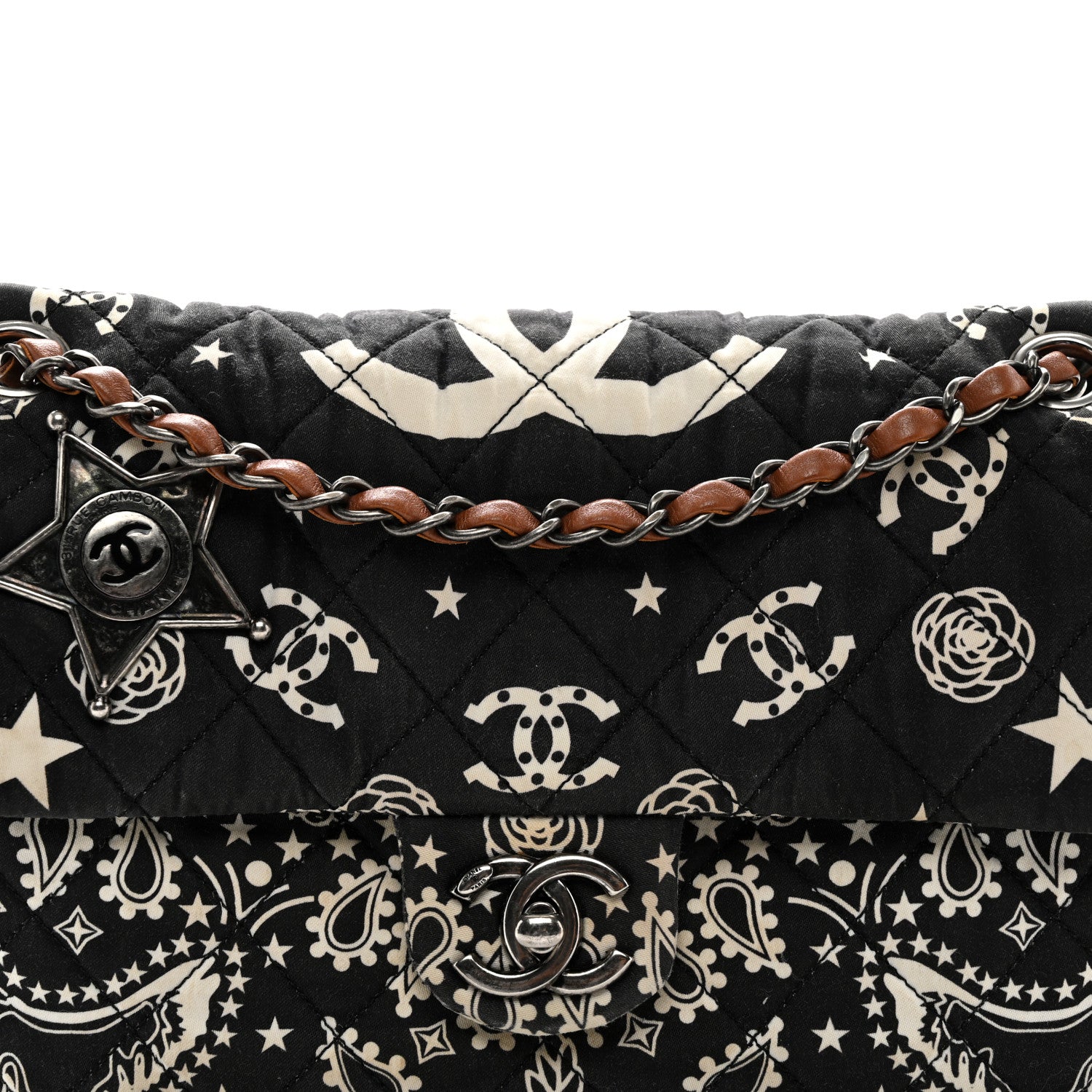 Chanel Cotton Quilted Paris Dallas Medium Bandana Flap Blue 9 of 13