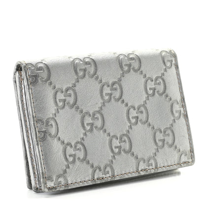 Gucci Metallic Guccissima Interlocking G Flap Card Case Silver 3 of 6