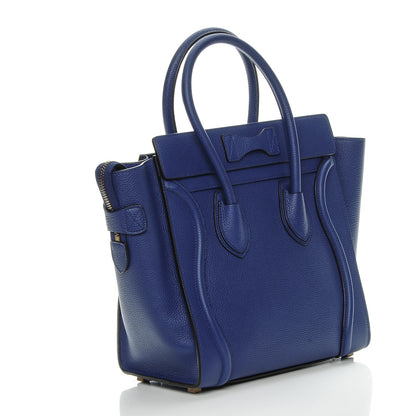 Celine Drummed Calfskin Micro Luggage Indigo 3 of 10