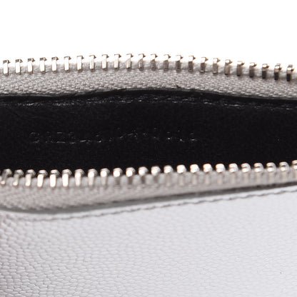 Saint Laurent Grained Calfskin 5 Fragments Zip Pouch Card Holder Silver 7 of 8