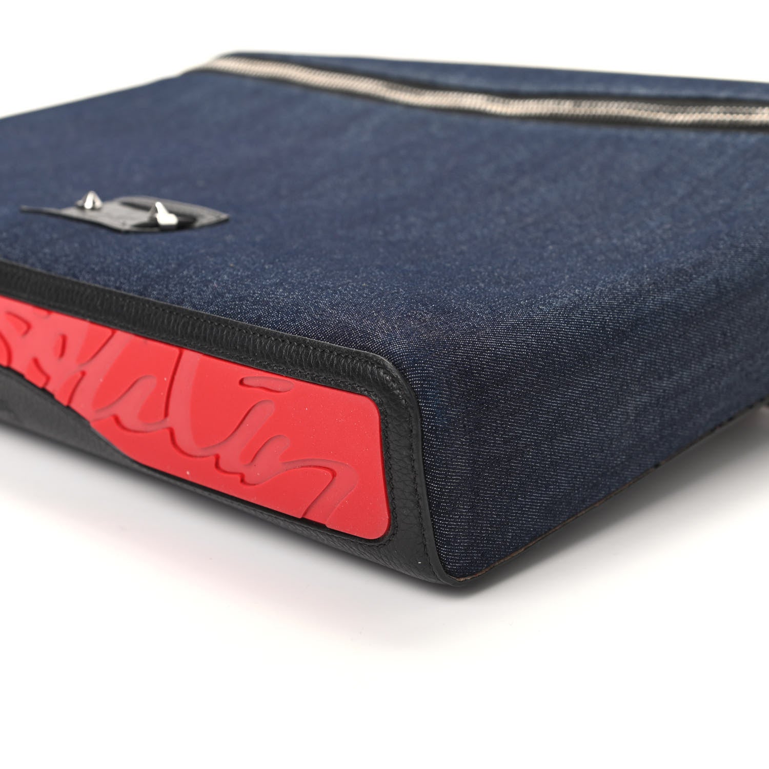 Christian Louboutin Denim Calfskin Kypipouch Top Handle Messenger Bag Blue Black 8 of 8