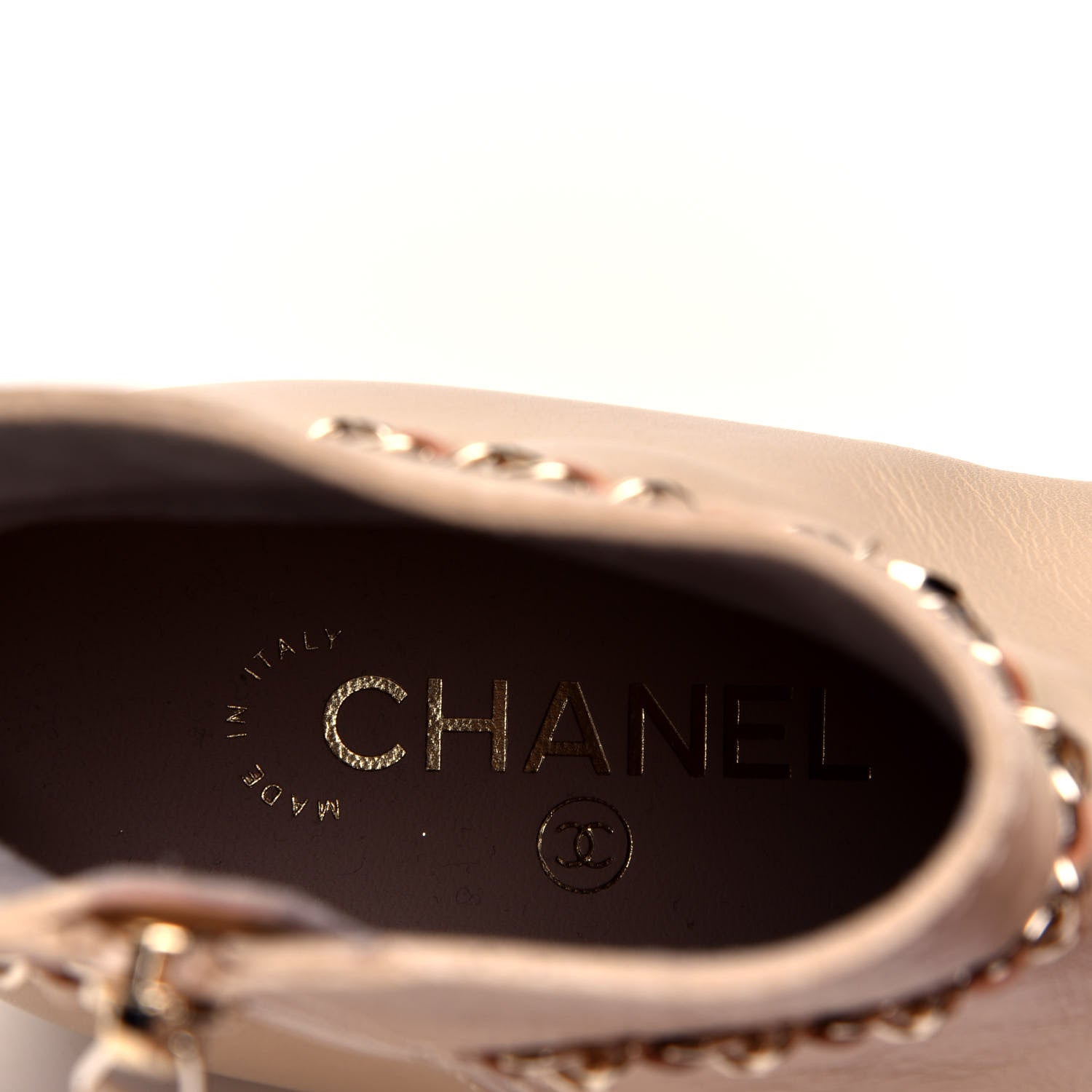 Chanel Calfskin Cap Toe Chain Short Boots 37 Beige 9 of 11