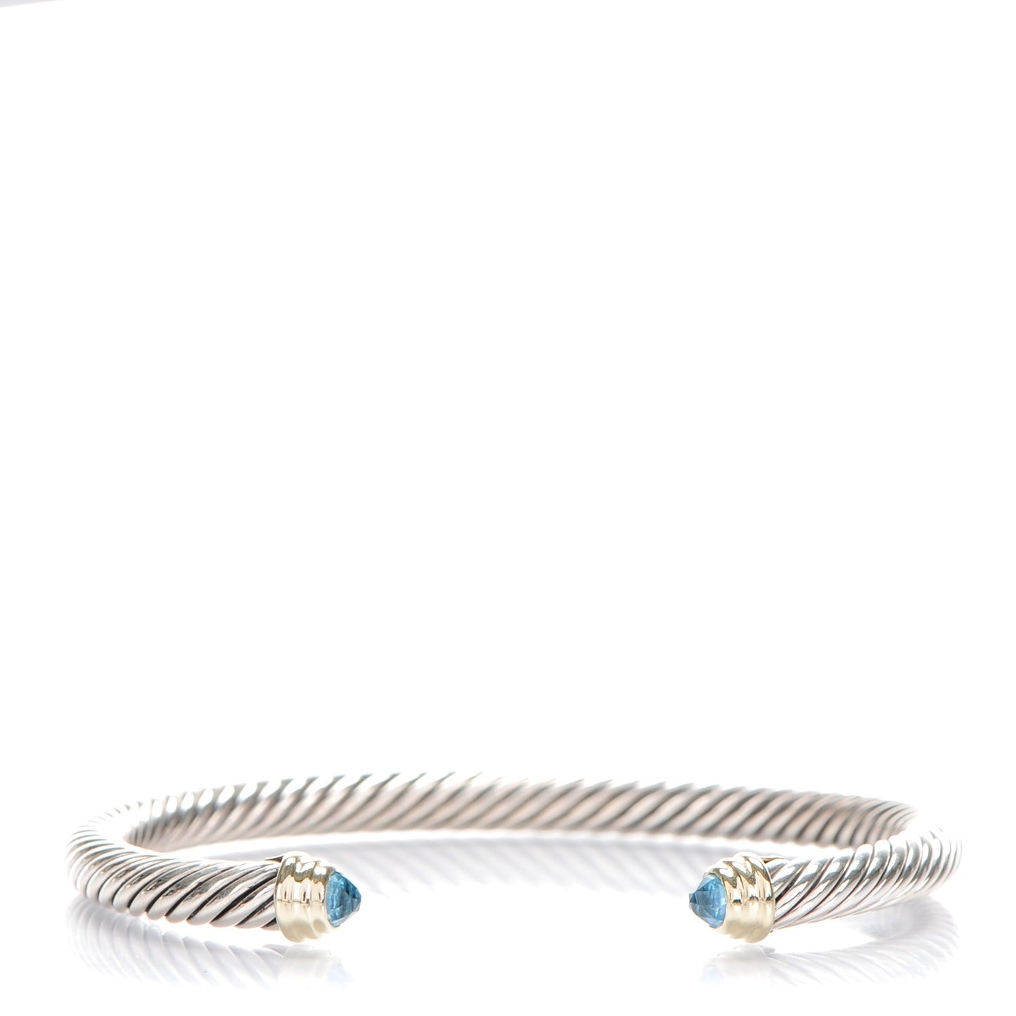 Sterling Silver 14K Yellow Gold Blue Topaz 5mm Cable Classics Petite Color Bracelet