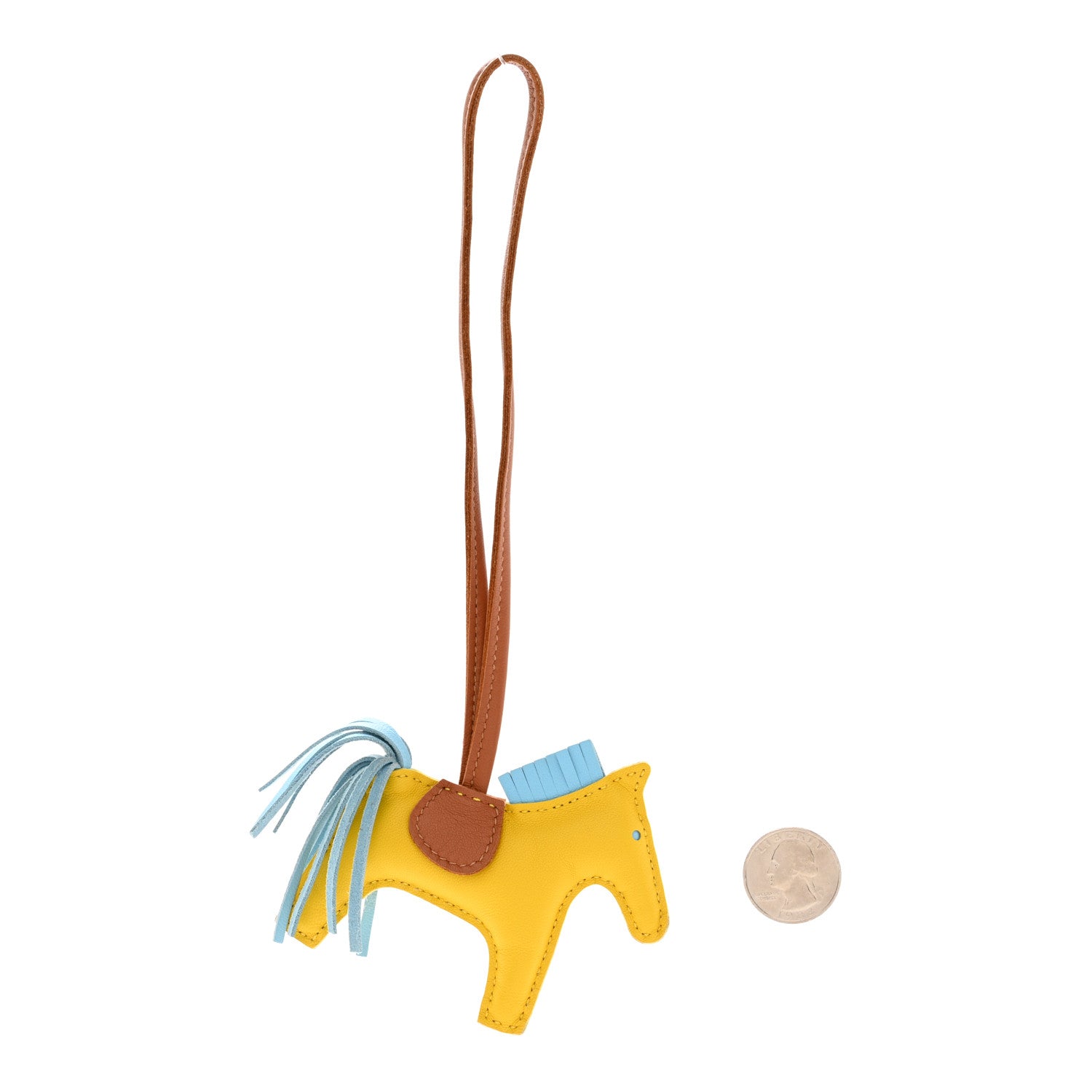 Hermes Milo Lambskin Grigri Rodeo Horse Bag Charm PM Jaune De Naples 2 of 5