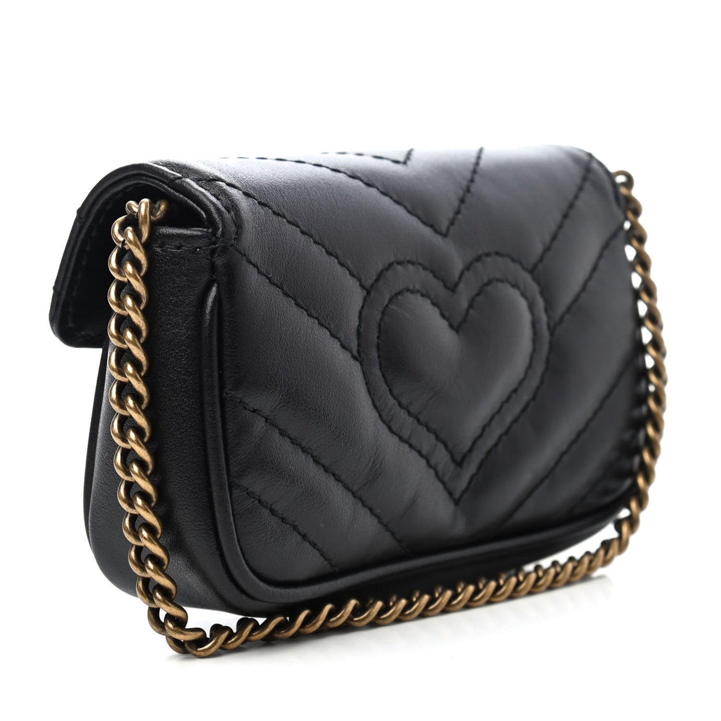 Calfskin Matelasse GG Marmont 2.0 Coin Purse On A Chain Black