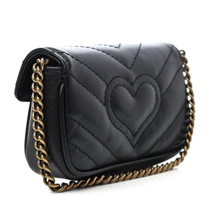 Gucci Calfskin Matelasse GG Marmont 2.0 Coin Purse On A Chain Black 2 of 4