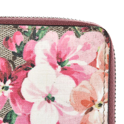 Gucci GG Supreme Monogram Blooms Zip Around Card Case Wallet Beige Multicolor Dry Rose 8 of 9