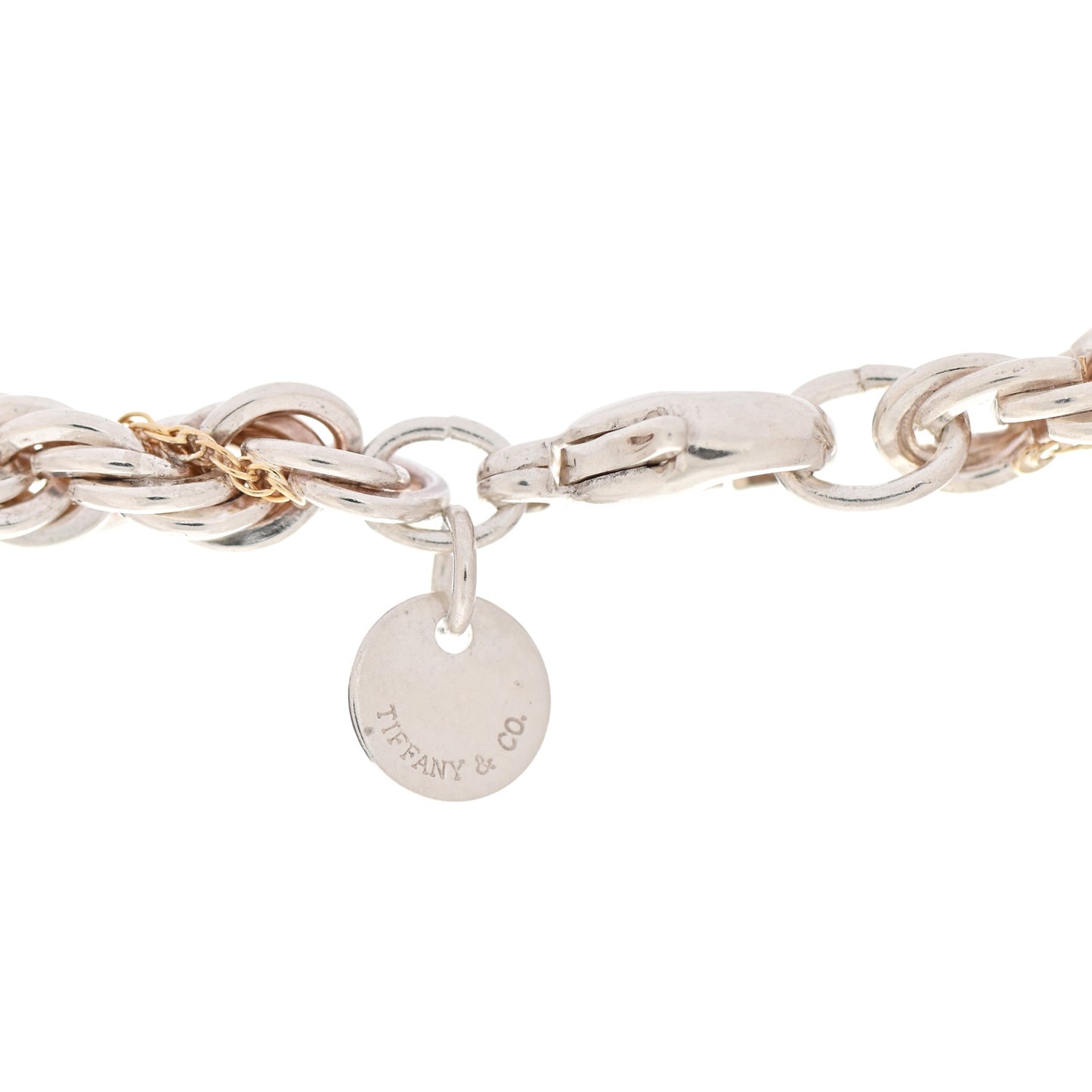 Sterling Silver 18K Yellow Gold Rope Chain Necklace 24"