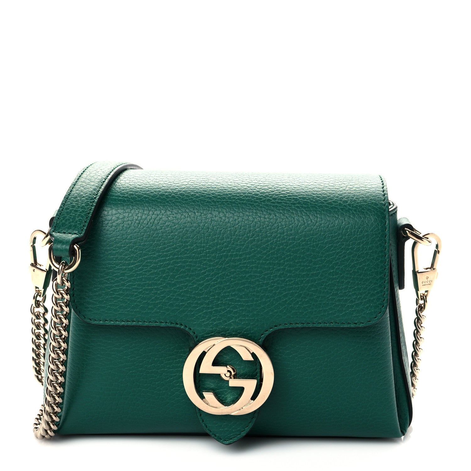 Gucci Dollar Calfskin Interlocking G Crossbody Bag Emerald 1 of 11