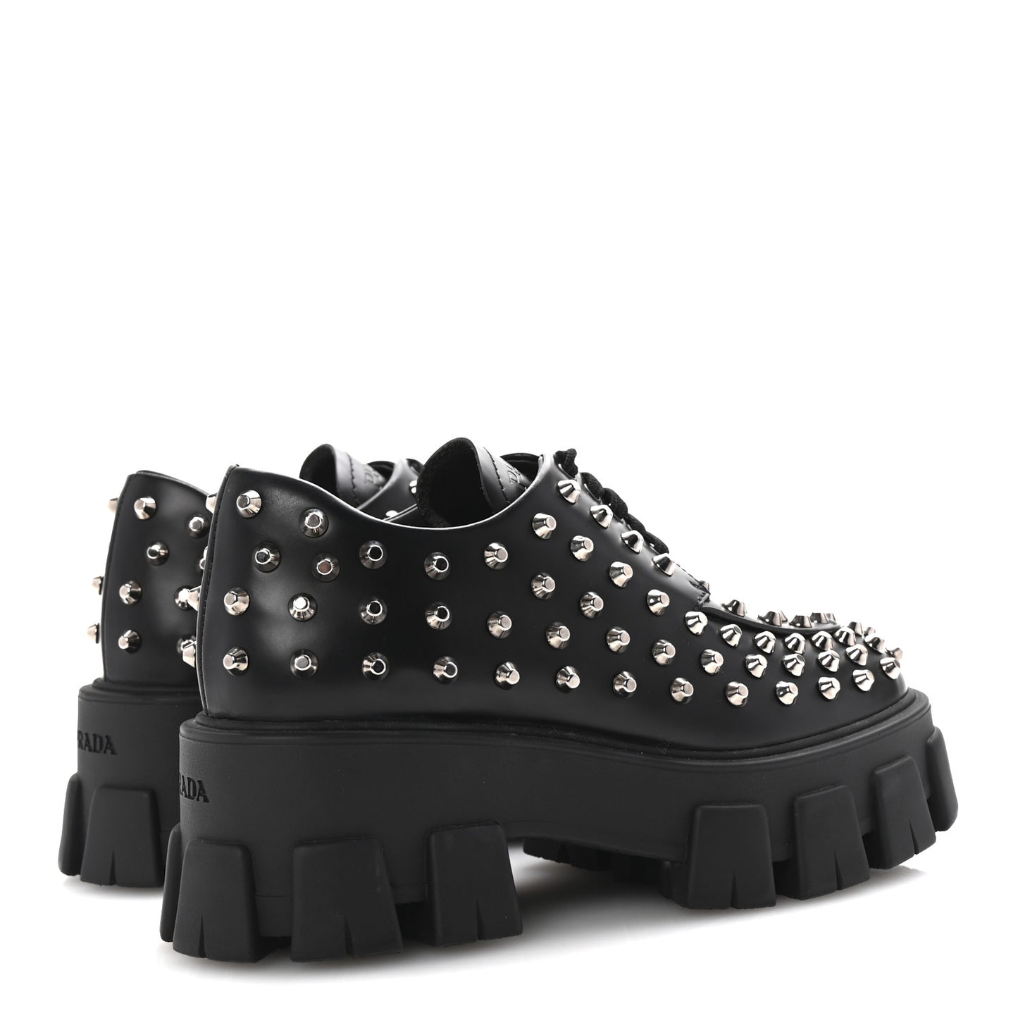 Spazzolato Rois Studded Lace Up Monolith 55mm Derby Loafers 36 Black