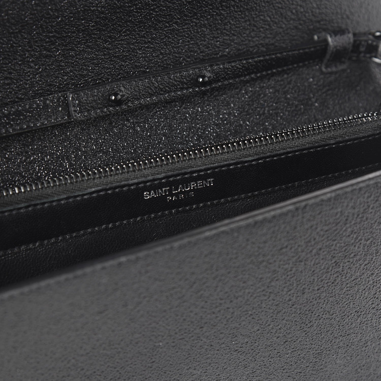 Saint Laurent Grained Metallic Calfskin Monogram Chain Wallet Black 8 of 11