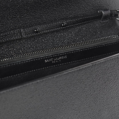 Saint Laurent Grained Metallic Calfskin Monogram Chain Wallet Black 8 of 11