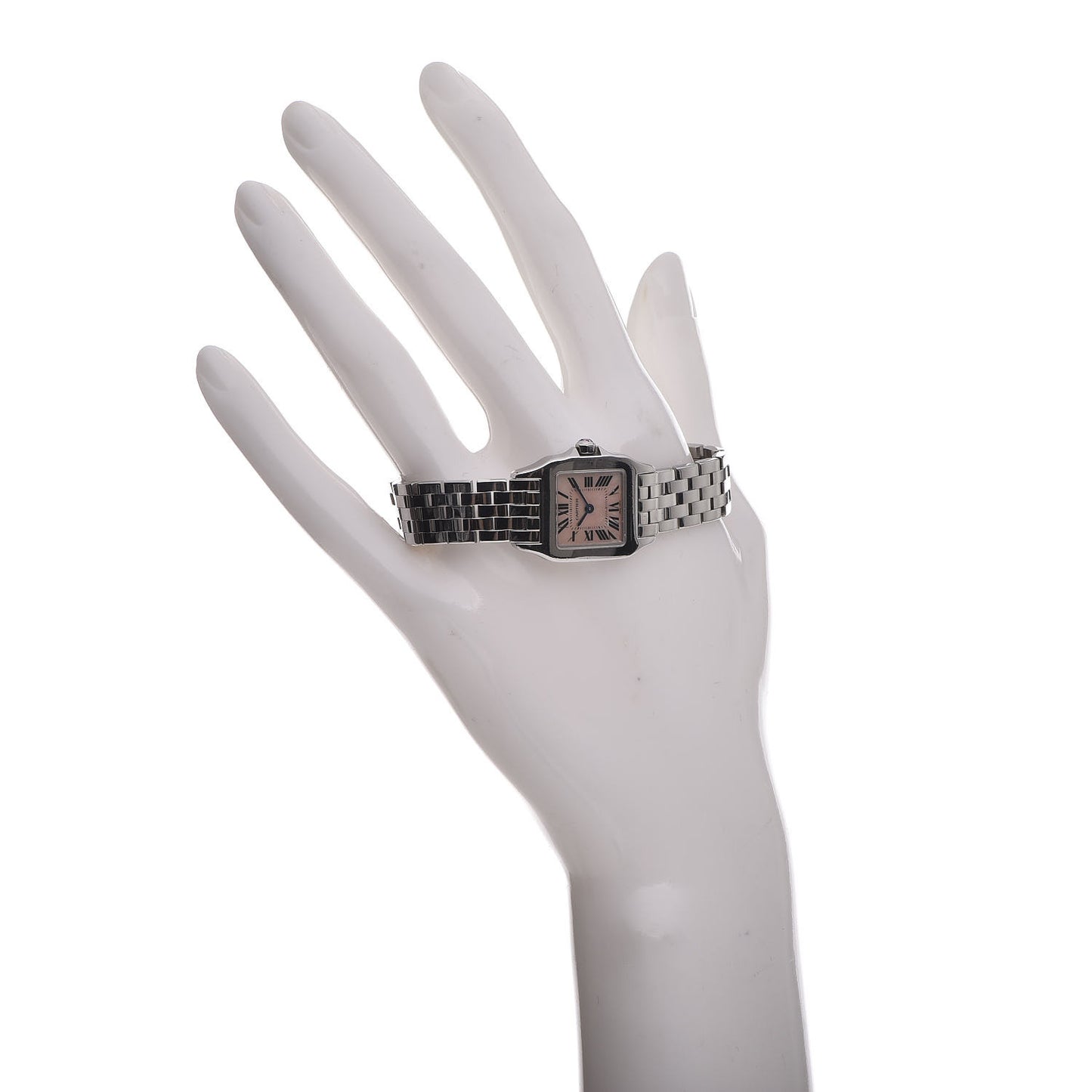 Stainless Steel Pink Mother of Pearl 20mm Santos Demoiselle Quartz Watch