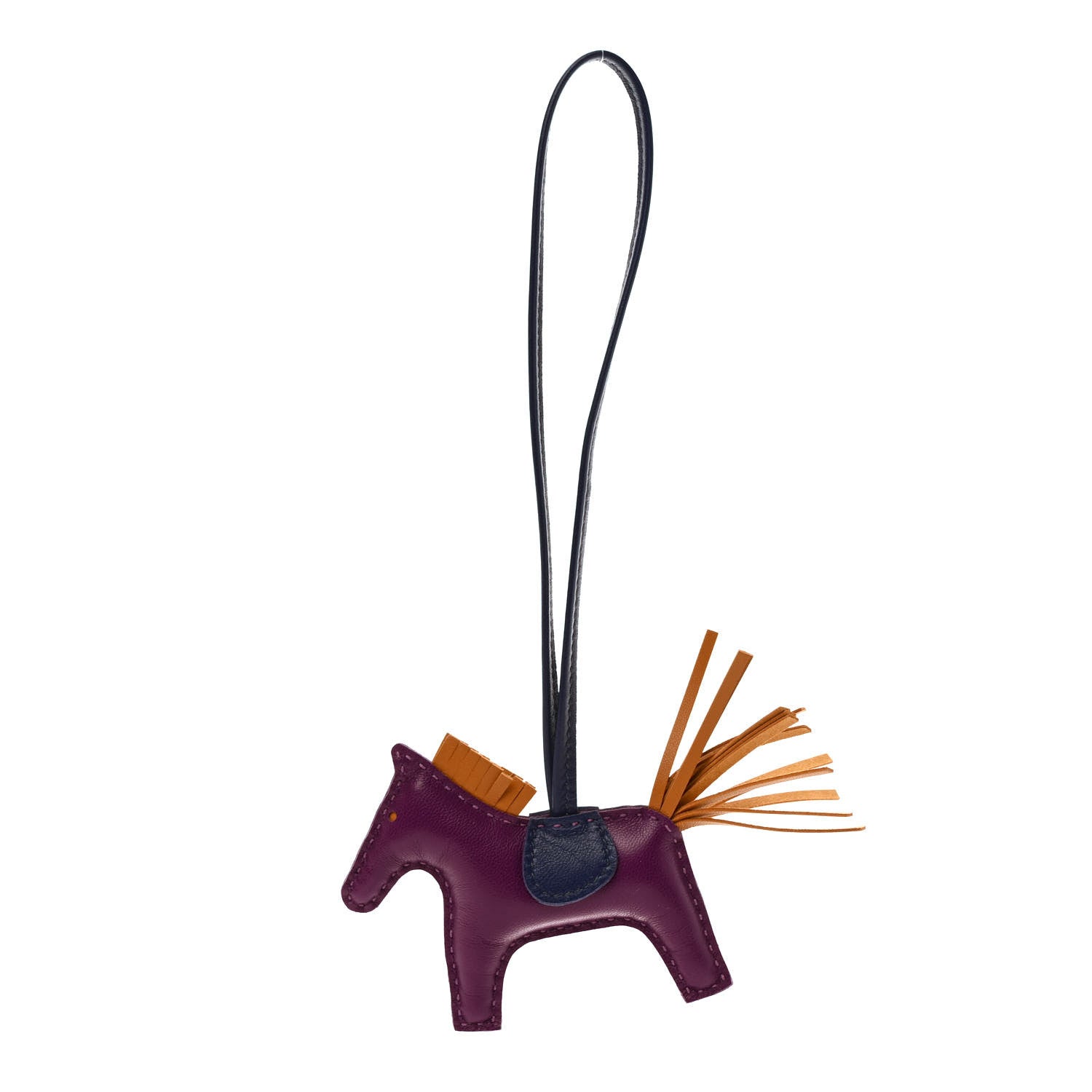 Hermes Milo Lambskin Grigri Rodeo Horse Bag Charm PM Violet Sesame Bleu Saphir 1 of 4