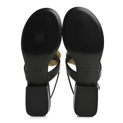 Chanel Lambskin Camellia Thong Sandals 38 Black White 6 of 10