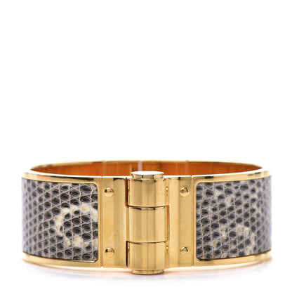 Hermes Lizard Charniere Cuir Wide Hinged Bracelet S Ombre 1 of 6