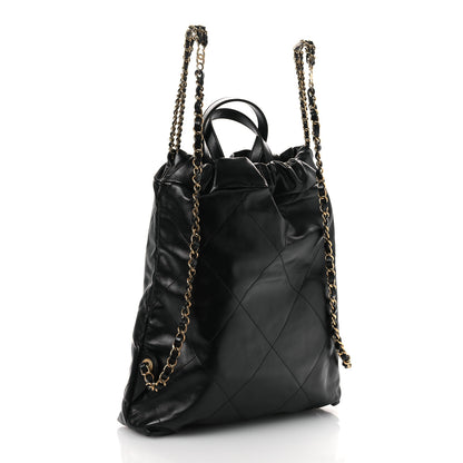 Chanel Shiny Calfskin Quilted Chanel 22 Backpack Black 3 of 11