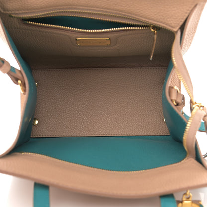 Salvatore Ferragamo Hammered Calfskin Double Handle Small Amy Tote Beige Blue 5 of 11