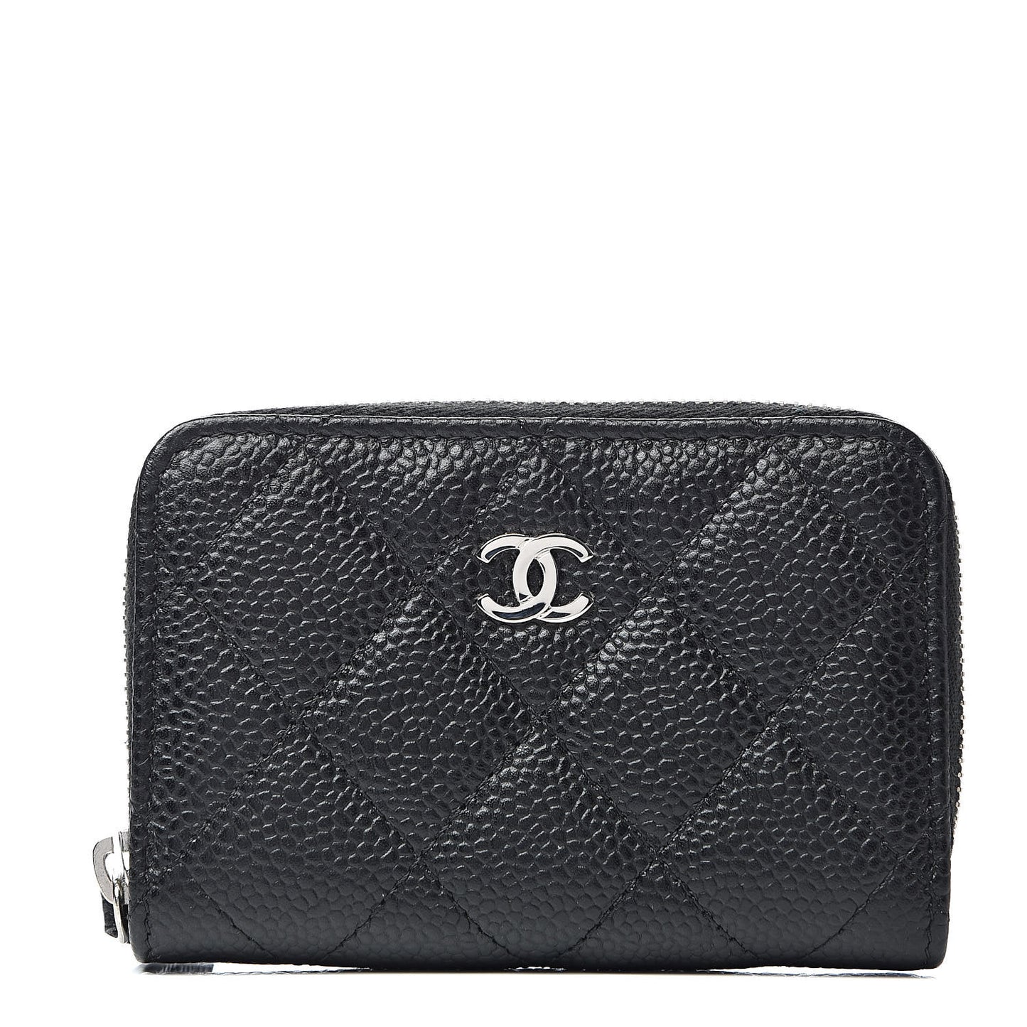 Caviar Quilted Zip Coin Purse Black