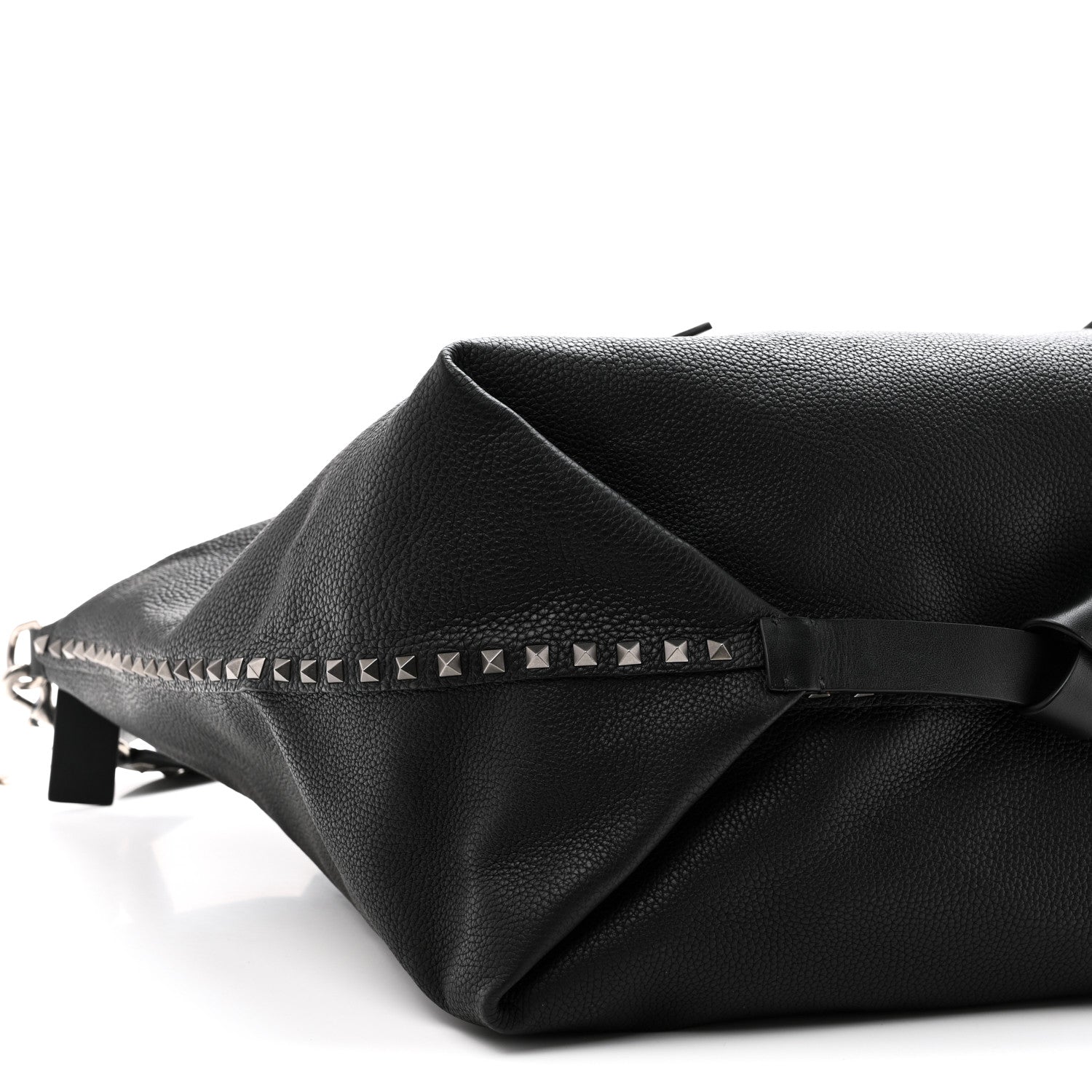 Valentino Garavani Grained Calfskin Rockstud Travel Tote Bag Black 8 of 9