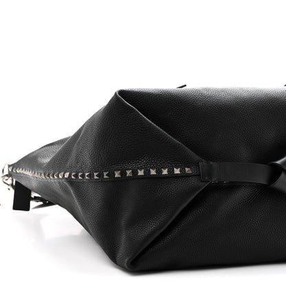 Valentino Garavani Grained Calfskin Rockstud Travel Tote Bag Black 8 of 9