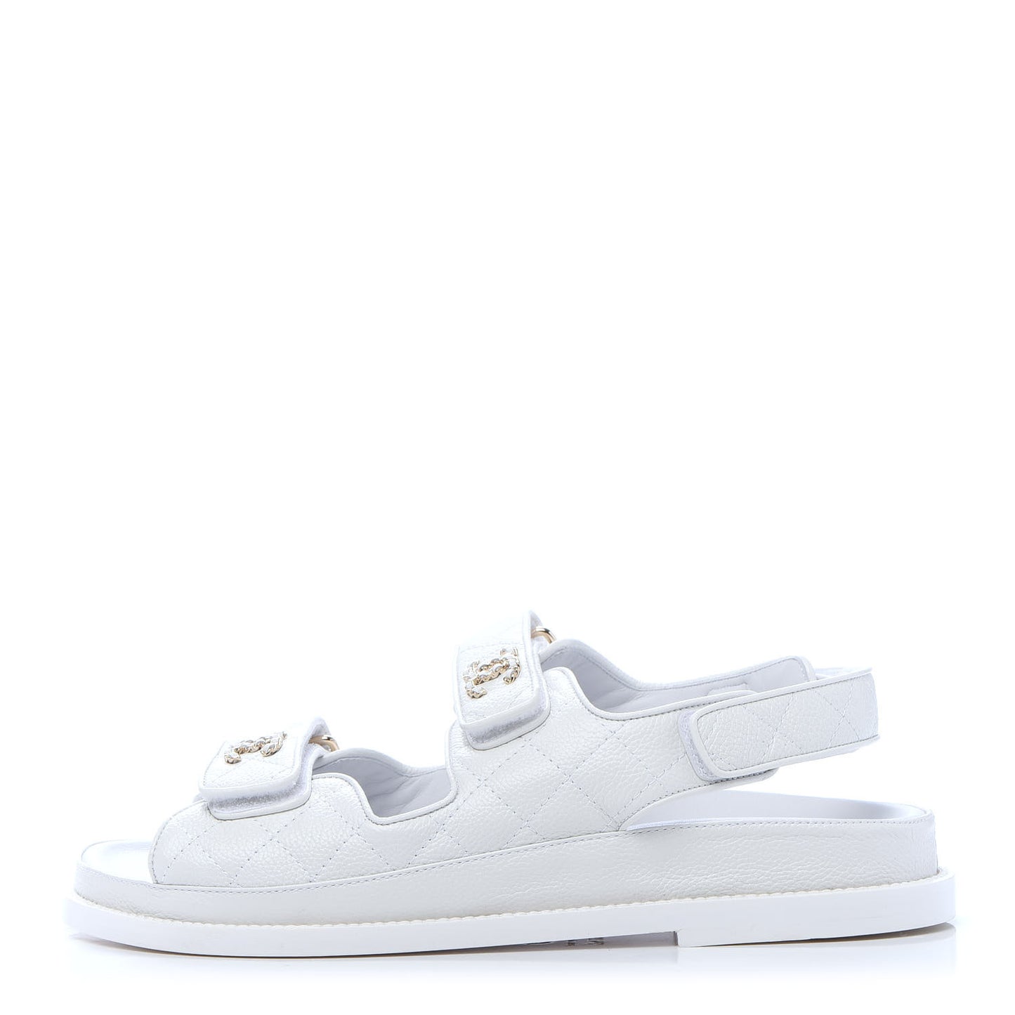 Grained Calfskin Velcro Dad Sandals 37.5 White