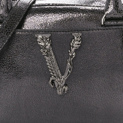 Versace Metallic Calfksin Virtus Small Bowling Bag Grey 9 of 11