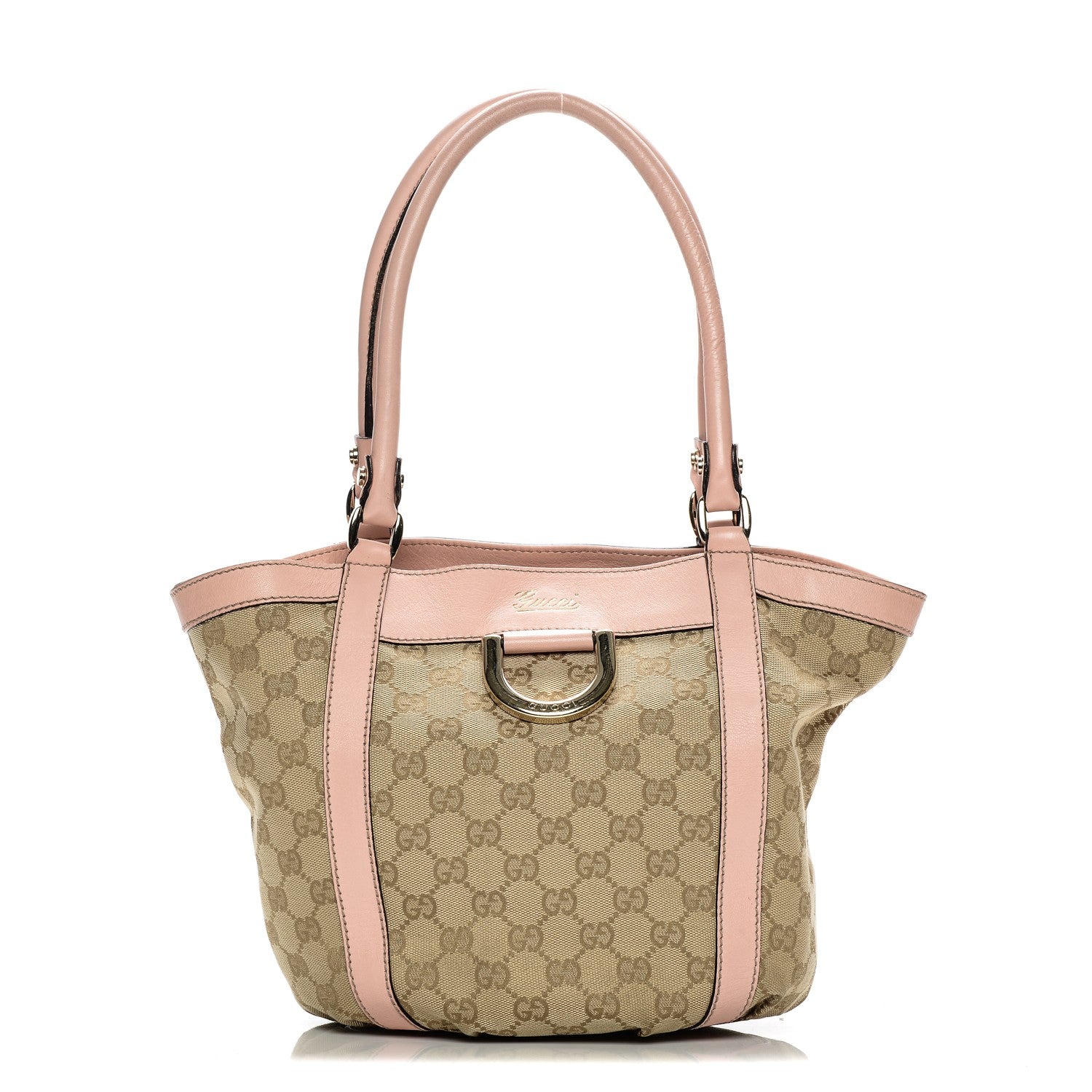 Gucci Monogram Small Gold D Ring Tote Pink 1 of 8