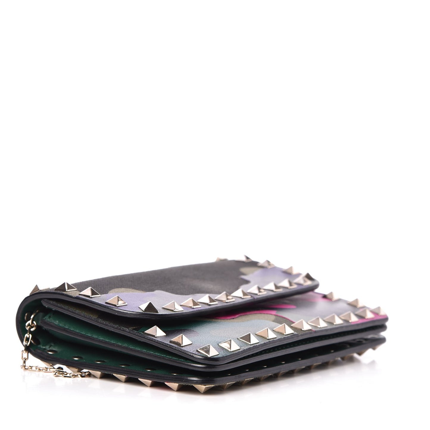 Nappa Canvas Camouflage Rockstud Chain Flap Crossbody Bag Multicolor