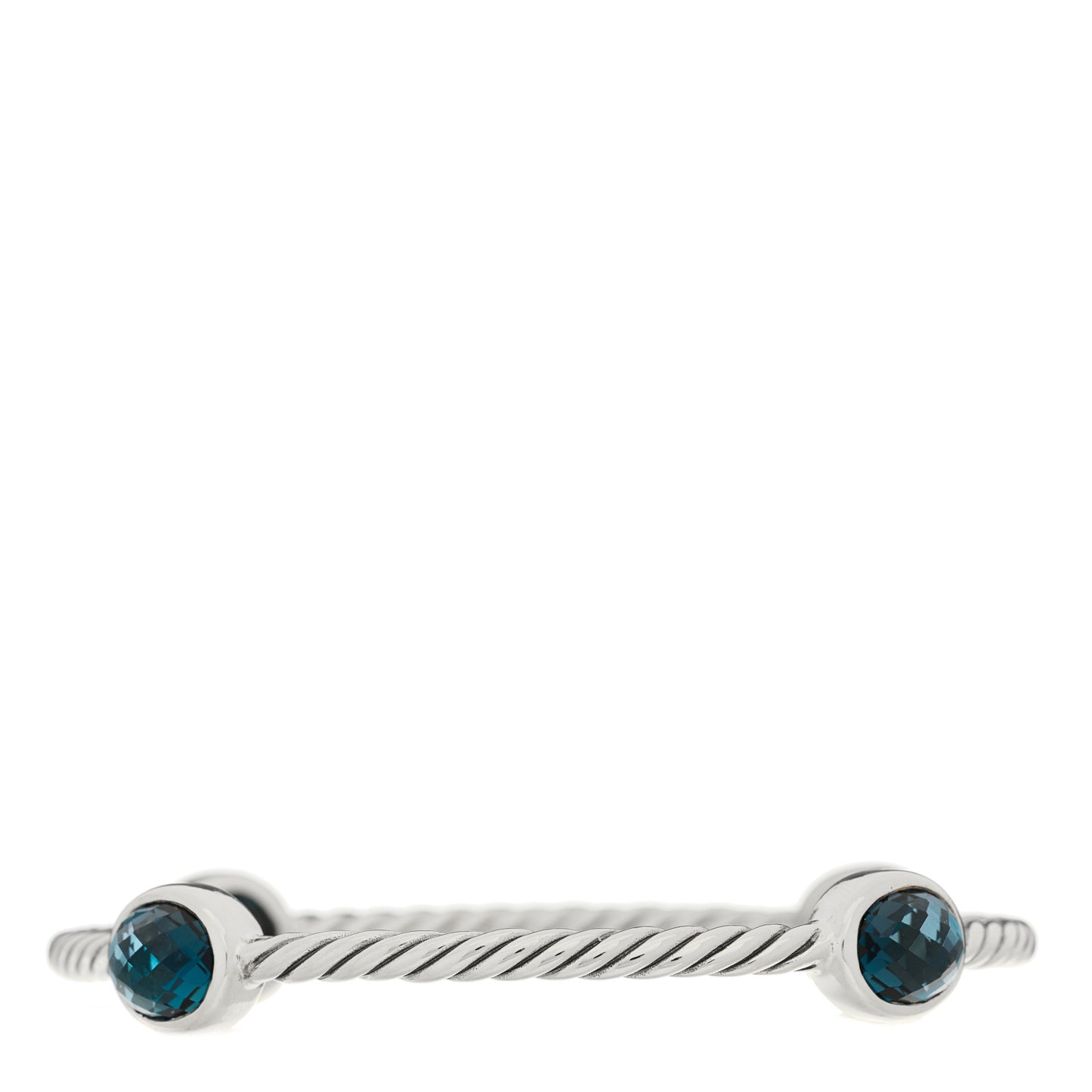 Sterling Silver Blue Topaz 3mm 4 Station Bangle Bracelet