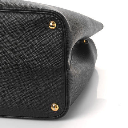 Prada Saffiano Cuir Medium Double Bag Black Ciliegia 9 of 13