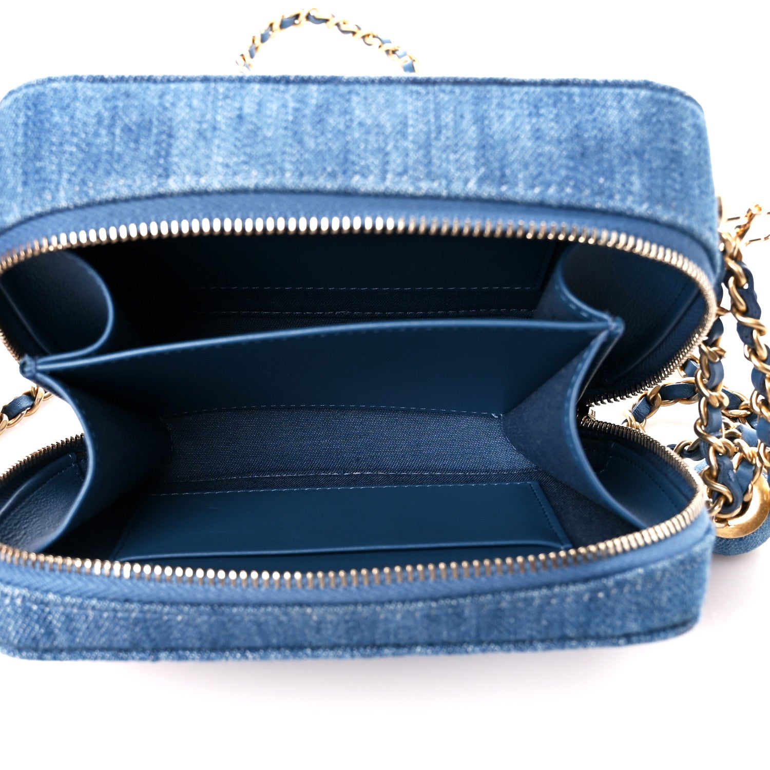 Chanel Denim Quilted CC Pearl Crush Camera Case Blue 5 of 10