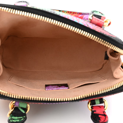 Gucci X KEN SCOTT New Shangai Calfskin Jenny Floral Print Mini Horsebit 1955 Top Handle Bag Black Pink 6 of 10